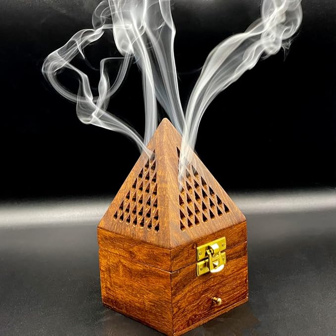 Indian Temple Shape Incense Cone Burner & Masala Incense Cones Box/Bakhoor Burner/Dhoona Box Incense Burner with Drawer